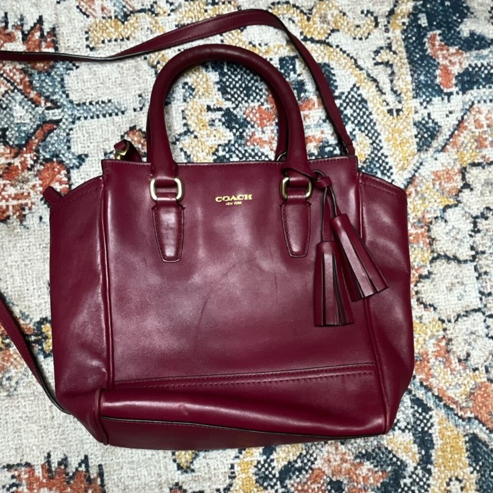 COACH Legacy Mini Tanner Burgundy Leather Crossbody Satchel Handbag 48894